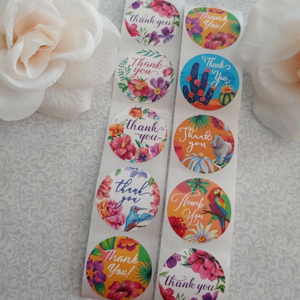 20 Count Floral Hawaiian Thank You Stickers